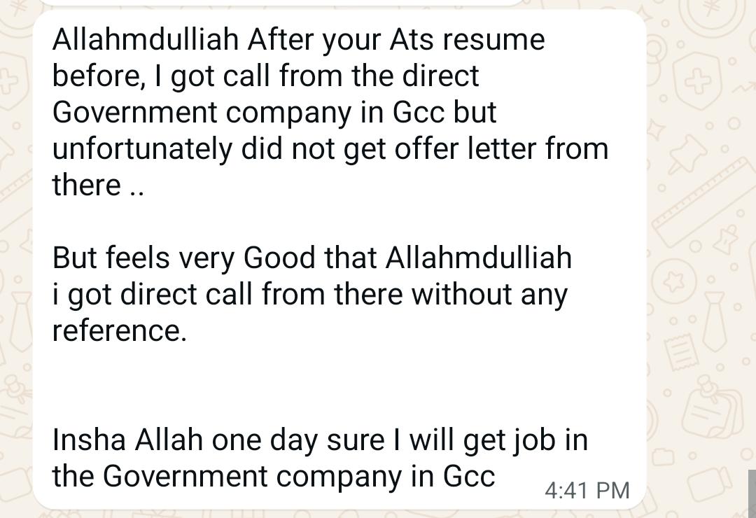 Genuine client testimonial message 9