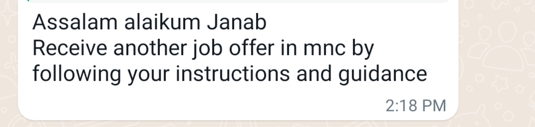 Genuine client testimonial message 2