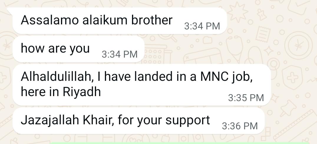 Genuine client testimonial message 8