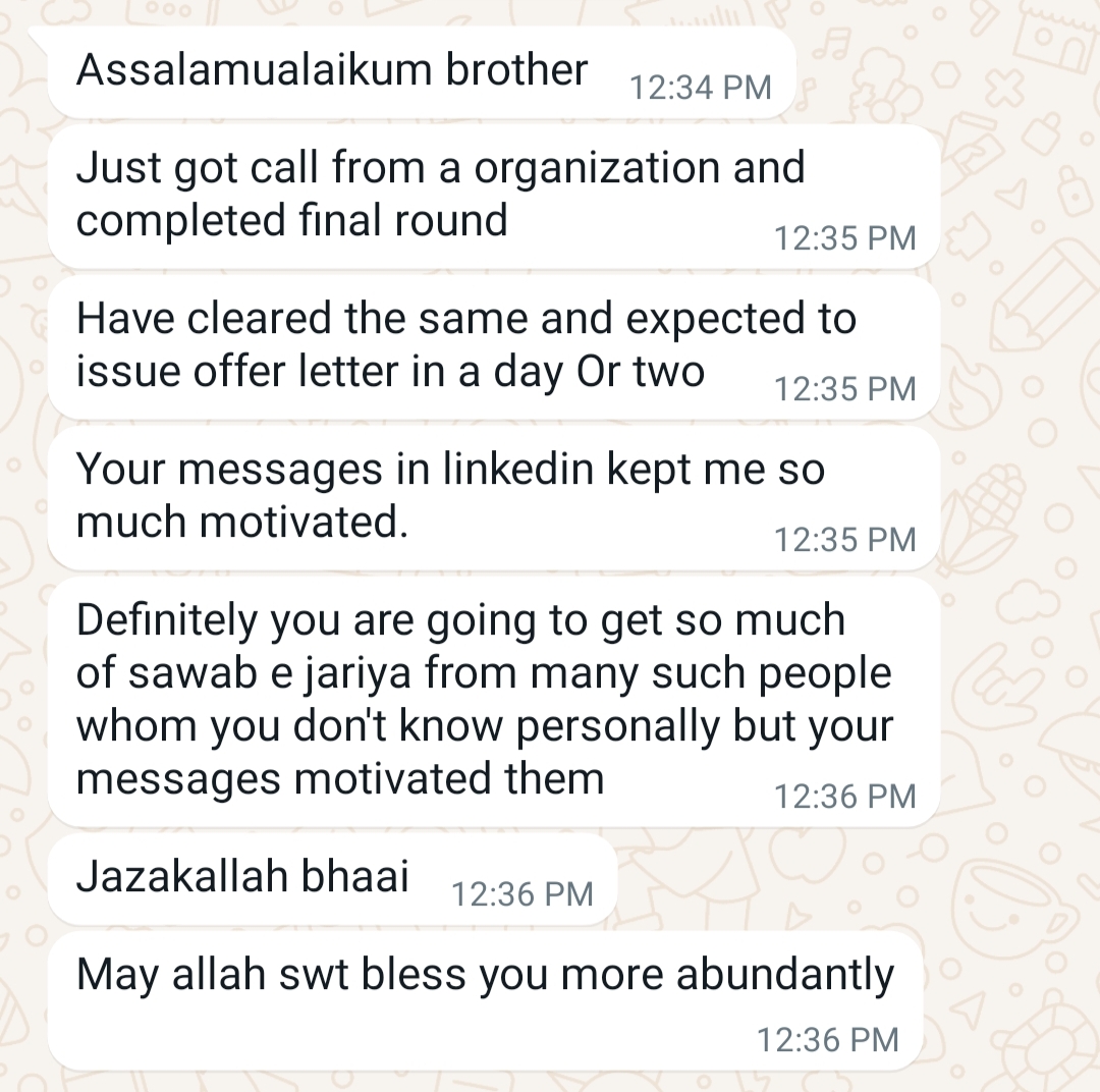 Genuine client testimonial message 3